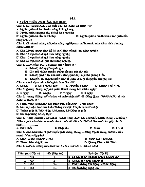 Đề thi học kì 2 môn Lịch sử Lớp 7 (Có đáp án)